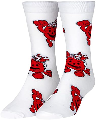 Crazy Socks - Kool-Aid Man Cartoon Retro Soda Crew Socks, Size Large