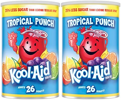 Kool-Aid Caffeine Free Jumbo Tropical Punch Sweetened Powdered Drink Mix 2 Count 63 oz Canisters