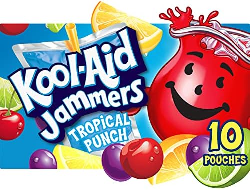Kool-Aid Jammers Tropical Punch Artificially Flavored Kids Soft Drink (40 ct Pack, 4 Boxes of 10 Pouches)
