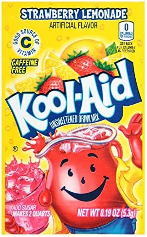 Kool-Aid Unsweetened Caffeine Free Strawberry Lemonade Zero Calories Powdered Drink Mix 192 Count Pitcher Packets